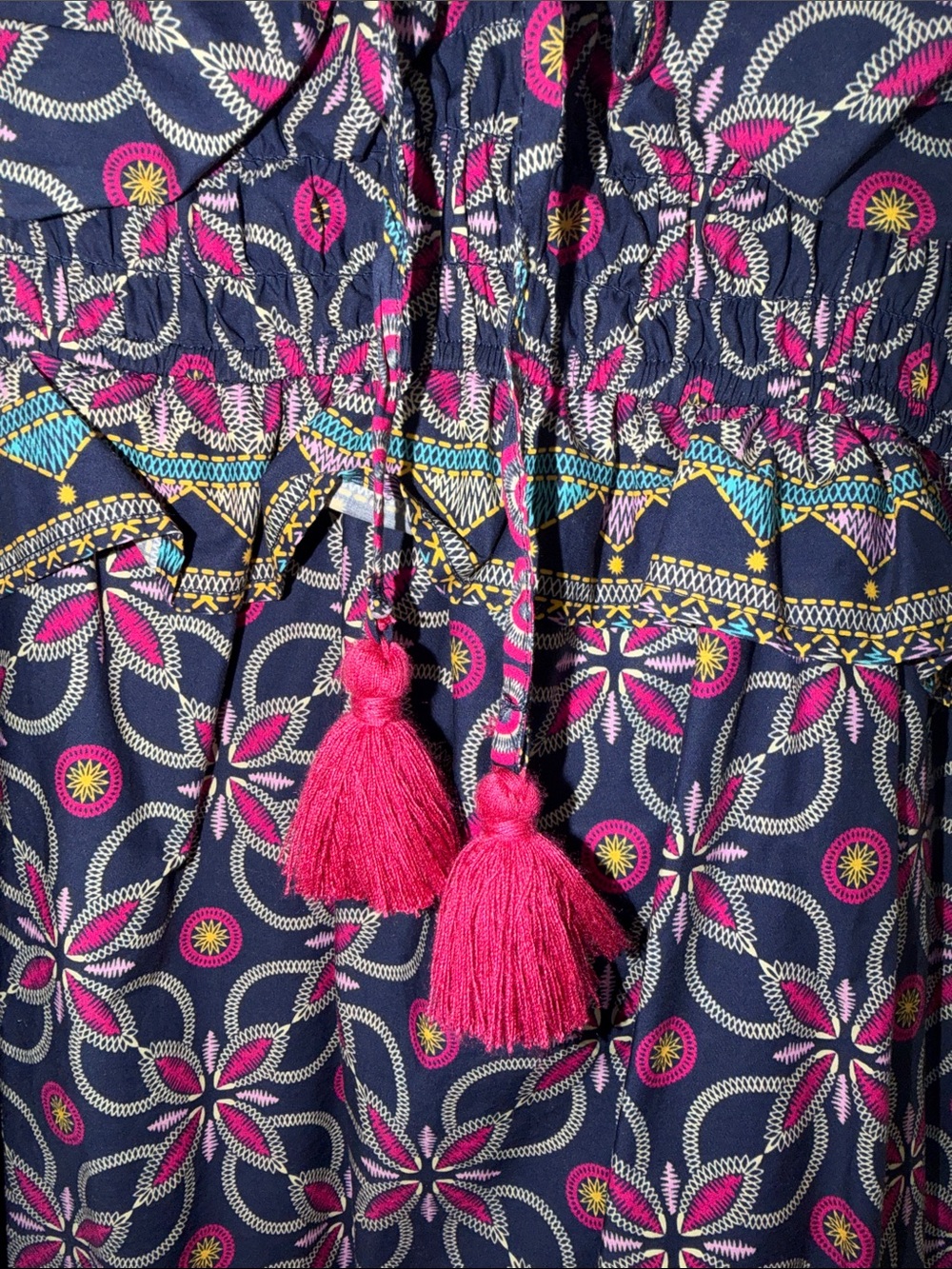 o.p.t Floral Printed Navy and Pink Short Dress - Picture 8 of 10